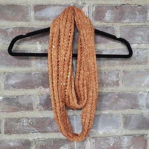 Orange Sequined Knit Infinity Scarf